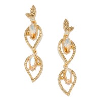 Light Topaz Aurora Petal Pave Drop Bridal Earrings 